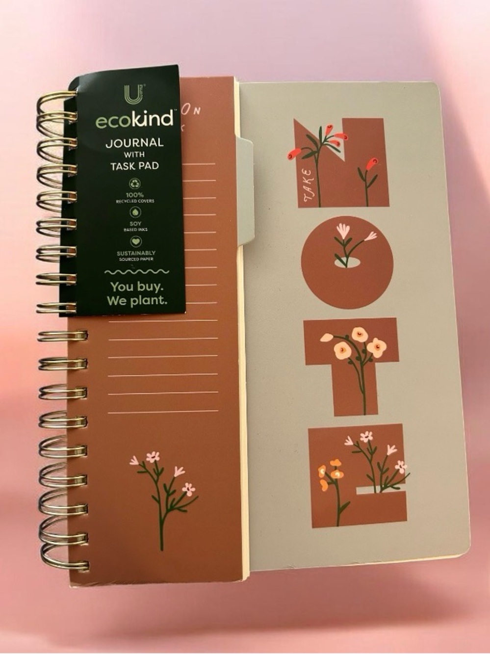 Brown Floral NOTE Journal with Task Pad